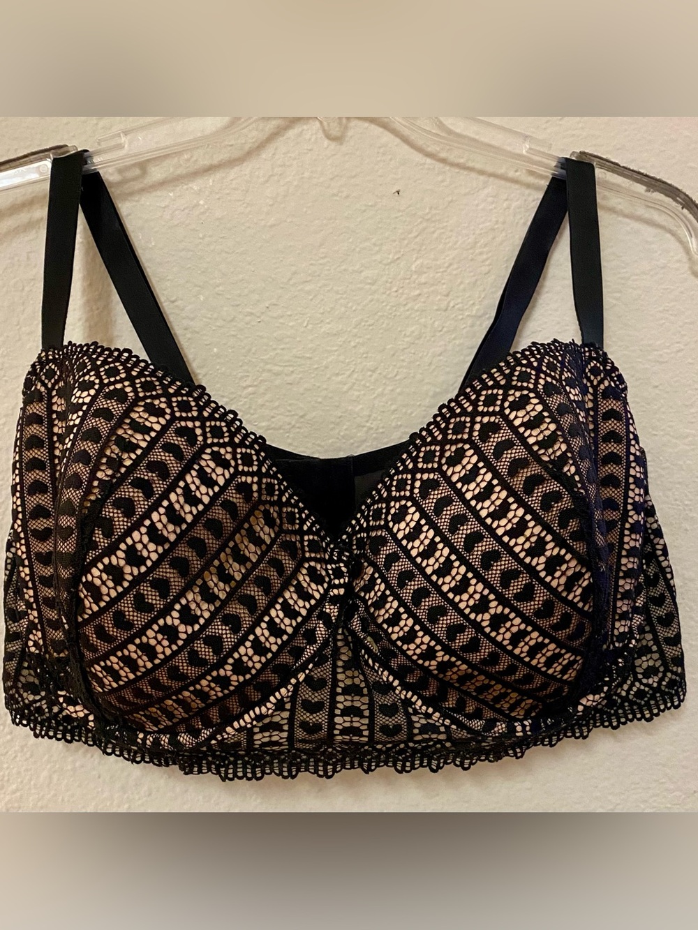 Adore Me Black Lace Longline Nymphadora Balconette Bra - Size 46DD - EUC! - Picture 4 of 7
